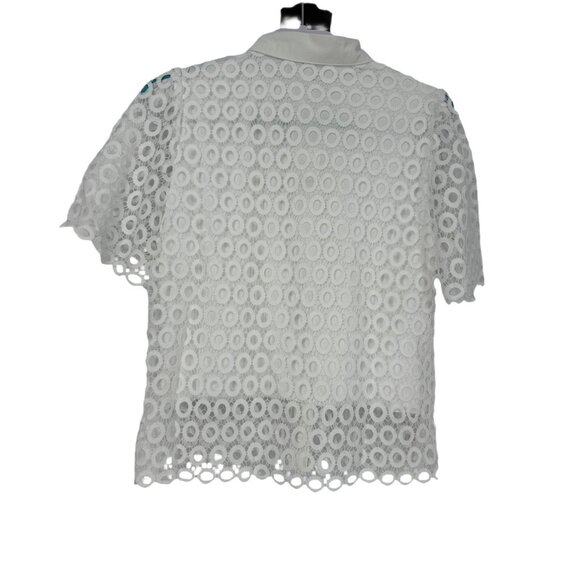 🐚 NWT White Eyelet Crochet 2-Piece Matching Set Resort Outfit L 🐚 - Picture 11 of 13